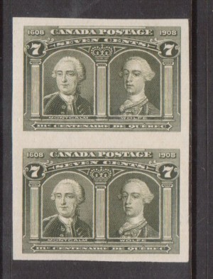 Canada #100i XF Mint Imperforate Pair **With Certificate**