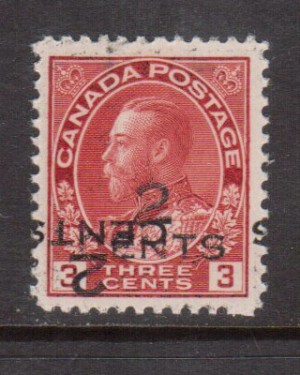 Canada #140c VF/NH Double Surcharge **With Certificate**