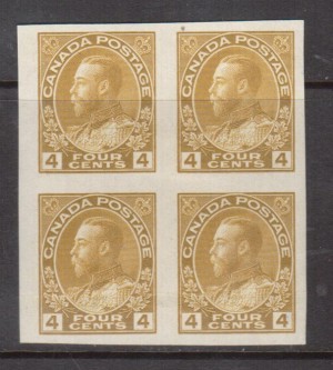 Canada #110a XF Mint Imperforate Block