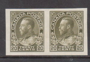 Canada #119a XF Mint Imperforate Pair **With Certificate**