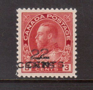 Canada #140a XF Mint Double Overprint Variety **With Cert.**