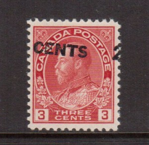 Canada #139i XF/NH Shifted Surcharge Gem **With Certificate**