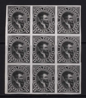 Canada #19TCi XF Proof Block Of Nine In Black