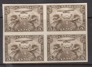 Canada #C1a XF/NH Imperf Block **With Certificate**