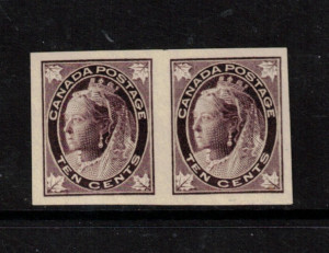 Canada #73i VF/NH Imperf Pair On Vertical Mesh Paper