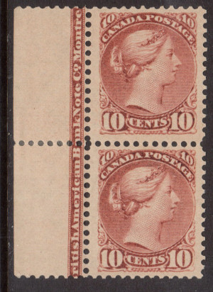 Canada #45 Mint Imprint Pair **With Certificate**