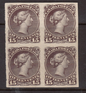 Canada #29d XF Mint Imperf Block **With Certificate**