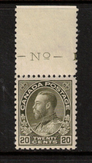 Canada #119d VF/NH Top Margin Single **With Certificate**