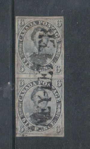 Canada #2 VF Used Pair On Laid Paper **With Cert.**