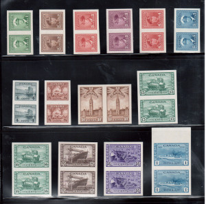Canada #249d - #262a XF/NH Imperforate Pair Set