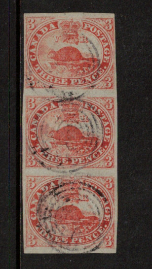 Canada #1vi VF Used Strip Of Three **With Certificate**