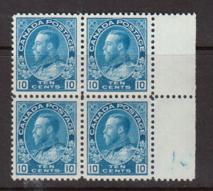 Canada #117 XF/NH Margin Block **With Certificate**