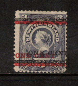 Newfoundland #75E Mint Fine With Trial Type A Surcharge In Red & Black
