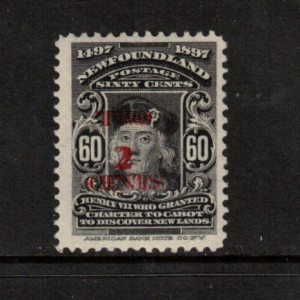 Newfoundland #74E-2 VF Mint With Double Essay Surcharge In Red