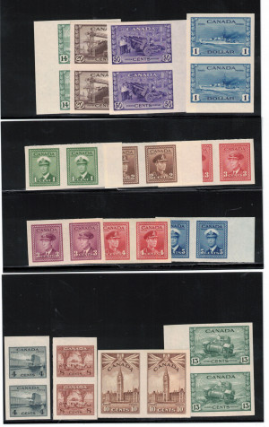 Canada #249d - #262a XF/NH Imperf Pair Set