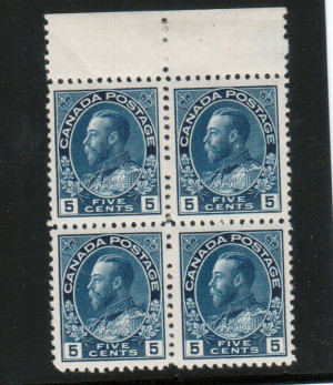 Canada #111a VF+/NH Block **With Certificate**