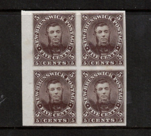 New Brunswick #5P,ix XF Proof Block On India Paper **With Certificate**