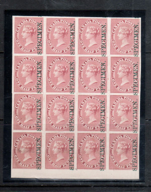 Canada #8Pi XF Plate Proof Block Of 16 Strong Reentry