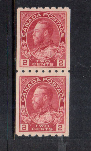 Canada #124 XF/NH Gem Coil Pair **With Certificate**
