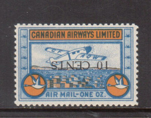 Canada #CL52a XF/NH Inverted Surcharge **With Certificate**