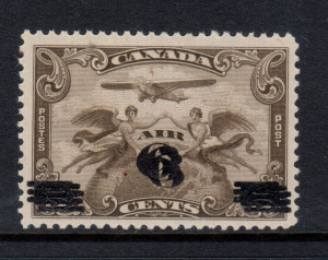 Canada #C3c VF/NH Triple Surcharge Variety **With Certificate**
