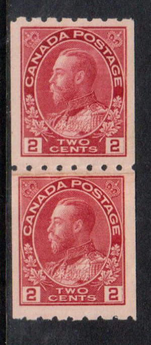 Canada #124i XF/NH Paste Up Pair **With Certificate**