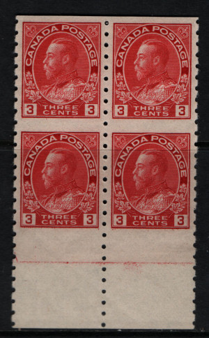 Canada #130a XF Mint Imperf Block **With Certificate**