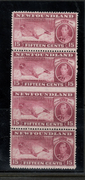 Newfoundland #239a VF Mint Strip Of Four