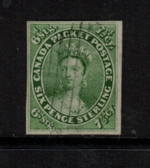Canada #9 VF Used With Light Grid Cancel **With Certificate**