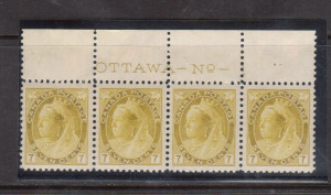 Canada #81 NH Mint Superb Plate #1 Imprint Strip **With Certificate**