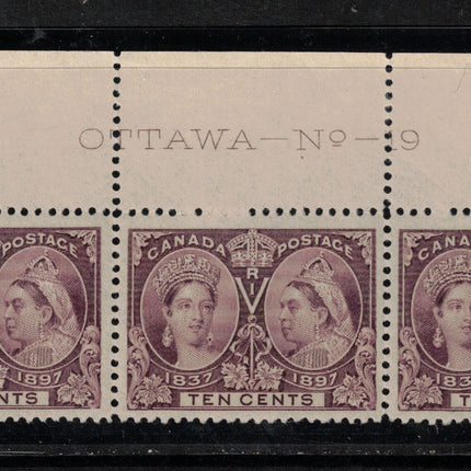 Canada #57iii XF/NH Plate #19 Strip Of Three **With Certificate**