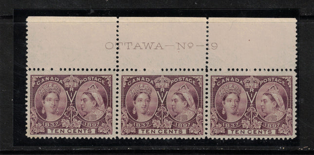 Canada #57iii XF/NH Plate #19 Strip Of Three **With Certificate**