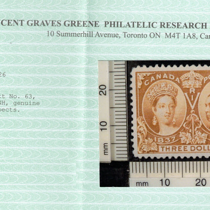 Canada #63 VF+/NH **With Certificate**