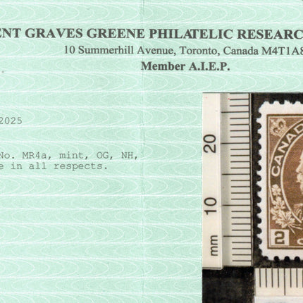 Canada #MR4a Extra Fine Never Hinged **With Certificate**