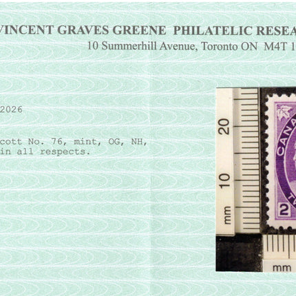 Canada #76 XF/NH Gem **With Certificate**