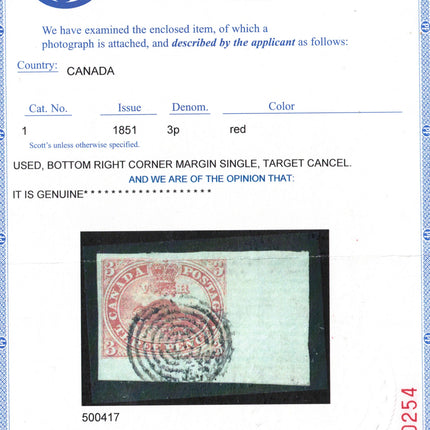 Canada #1 Used Truly Superb Bottom Right Corner Sheet Margin Example