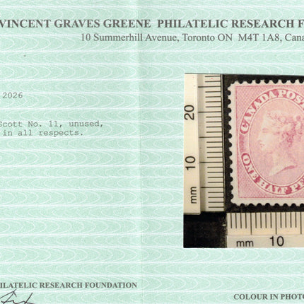 Canada #11 VF Mint Unused (No Gum) **With Certificate**