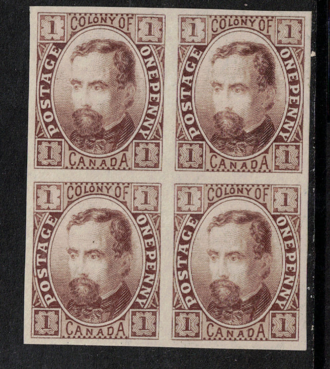 Canada M&P #E-Aa XF Dickens Head Plate Essay Block In Brown On Bond Paper