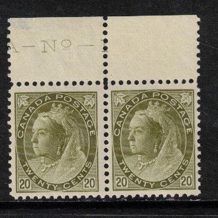 Canada #84 XF/NH Plate #1 Imprint Pair **With Certificate**