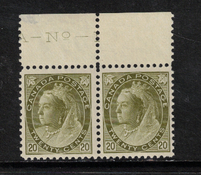 Canada #84 XF/NH Plate #1 Imprint Pair **With Certificate**