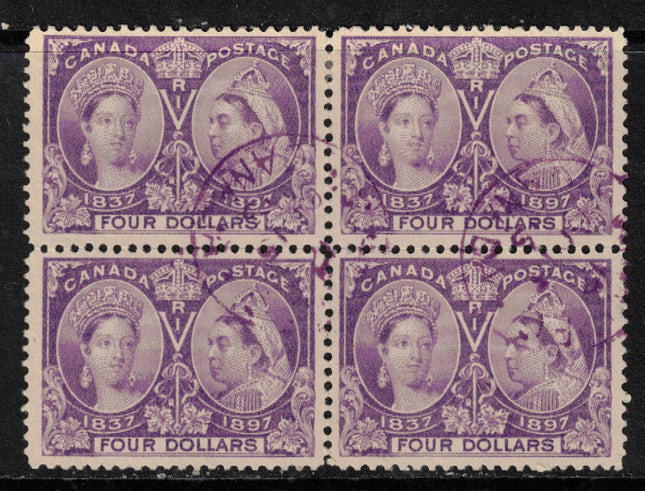 Canada #64 Extra Fine Used Block With Ideal Winn Oct 15 1898 CDS