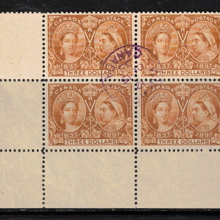 Canada #63 Extra Fine Used Lower Left Corner Block **With Certificate**