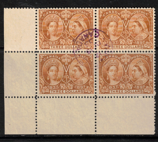 Canada #63 Extra Fine Used Lower Left Corner Block **With Certificate**
