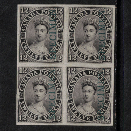 Canada #3Piii VF Plate Proof Block With Rare Green Specimen