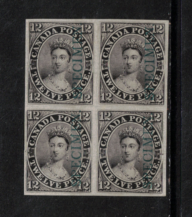 Canada #3Piii VF Plate Proof Block With Rare Green Specimen