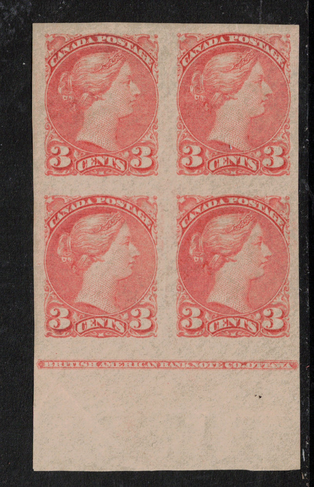 Canada #41b XF Mint Imperf Block With Complete BABN Imprint