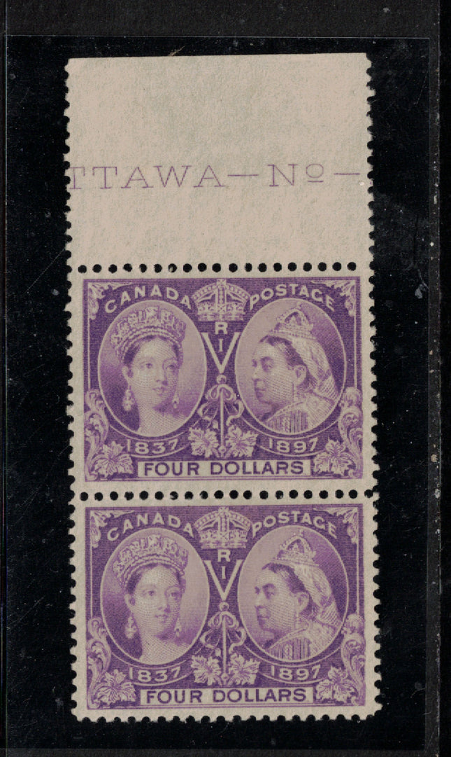 Canada #64 NH Mint Vertical Imprint Pair **With Certificate**