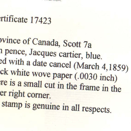 Canada #7a Used With March 4 1859 Cancel