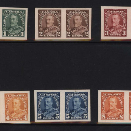 Canada #217P - #227P XF Imperforate Proof Pairs