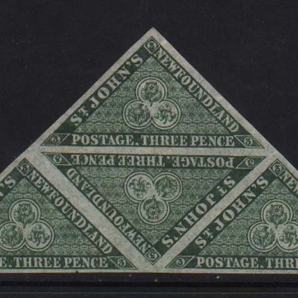 Newfoundland #11a XF/NH Triangle Block Of Four